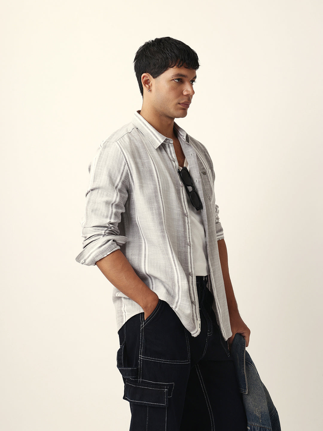 Men Grey Casual Shirt