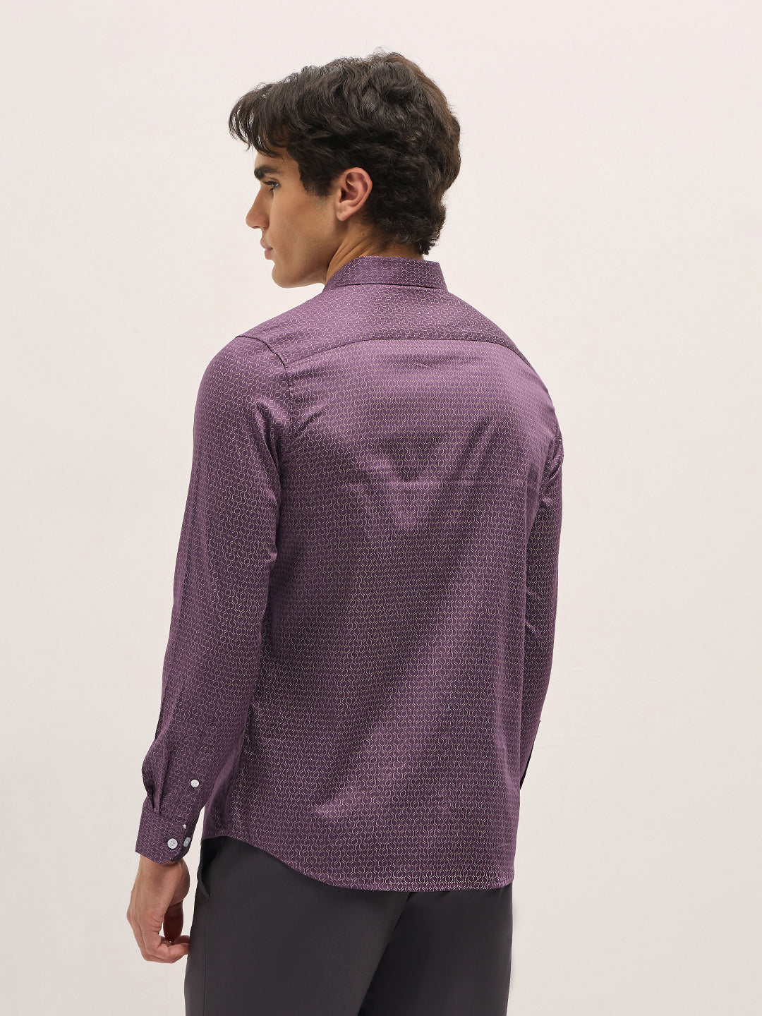 Men Purple Geometric Printed Tailored Fit Formal Shirt