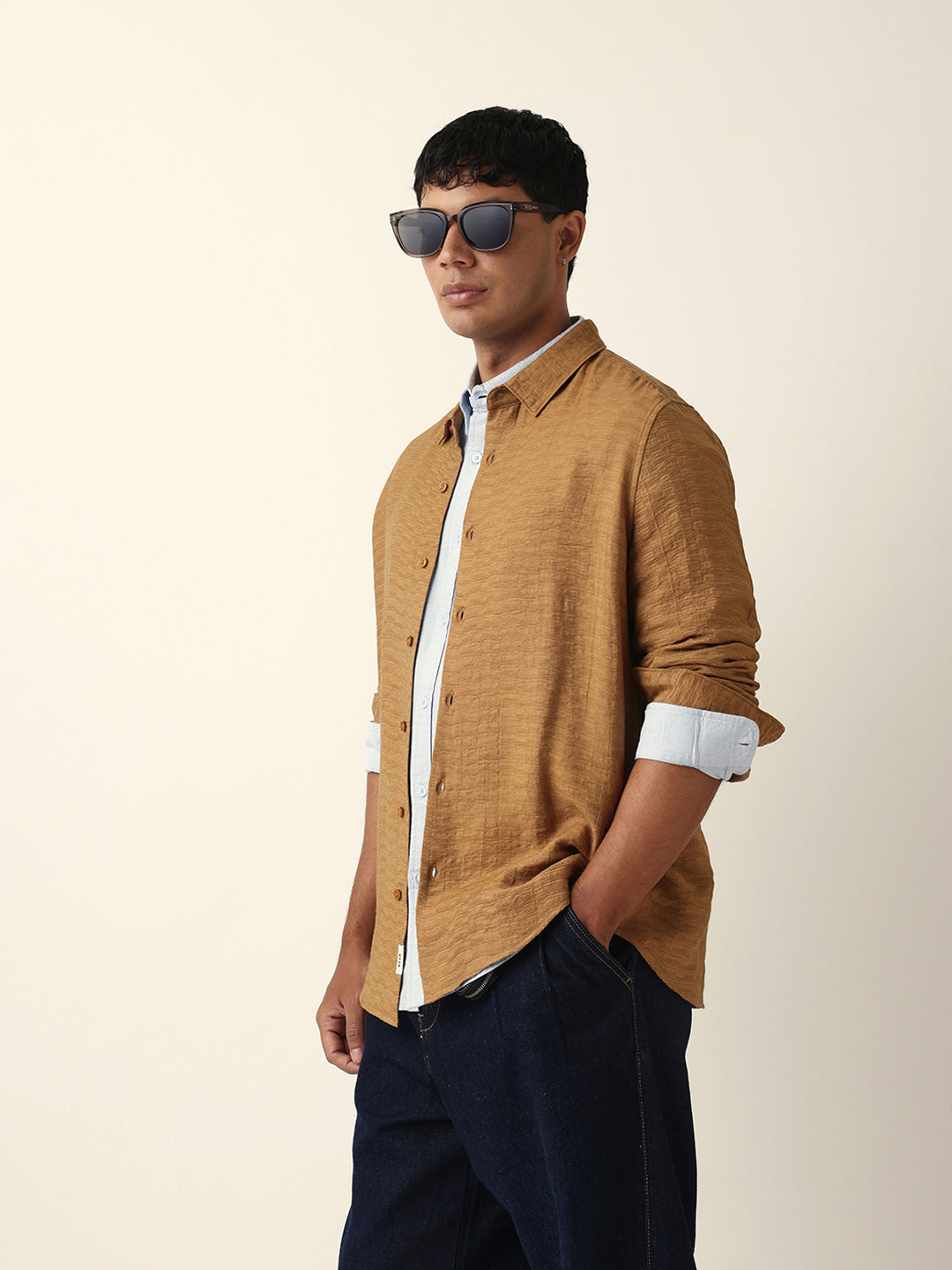 Men Beige Casual Shirt