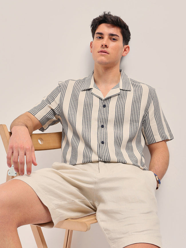 Men Cream Casual Shirt