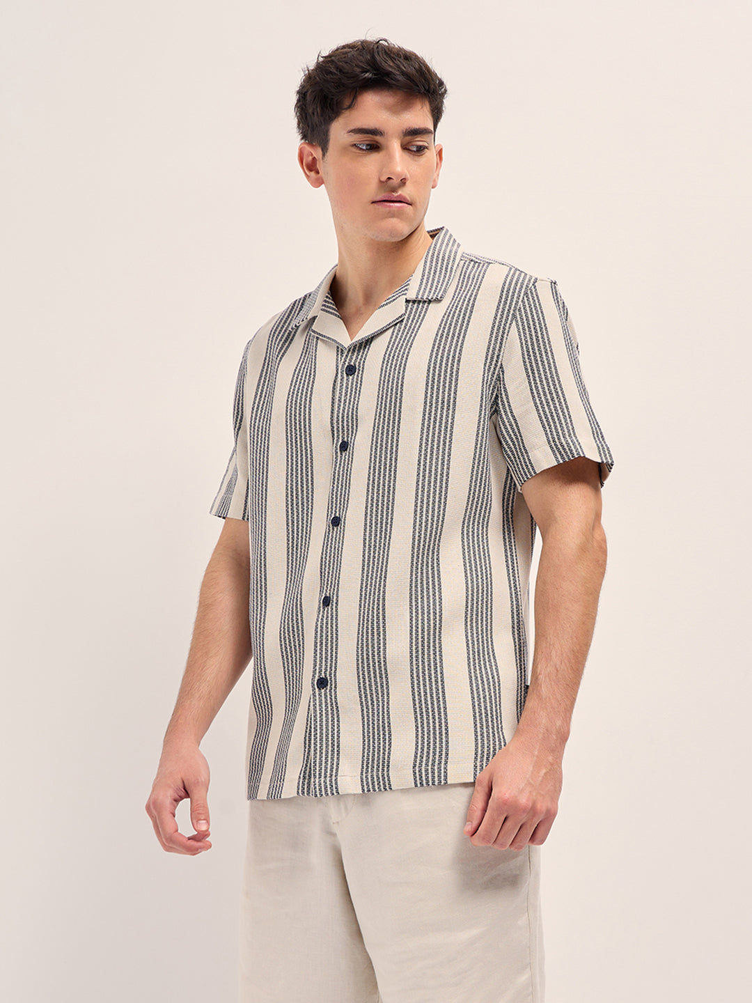 Men Cream Casual Shirt