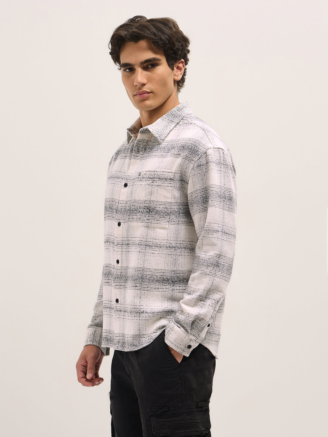 Men White Relax Fit Overshirt
