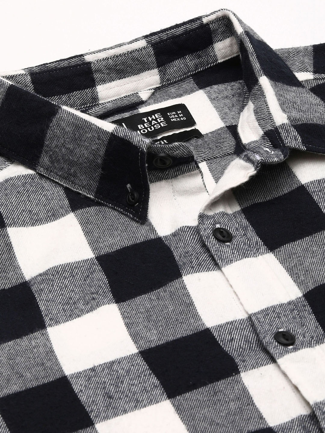Men Black Cotton Checked  Shirt