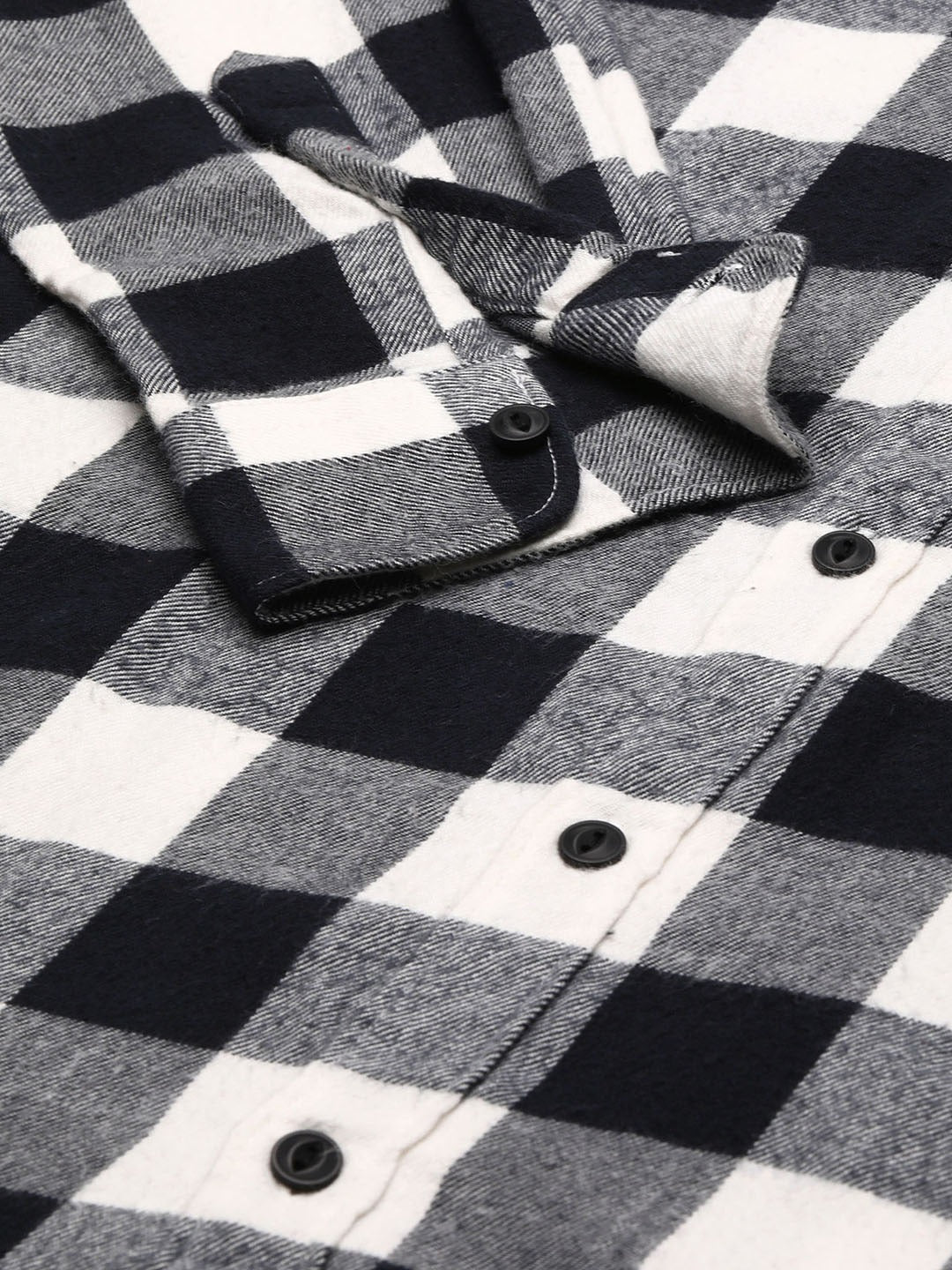 Men Black Cotton Checked  Shirt