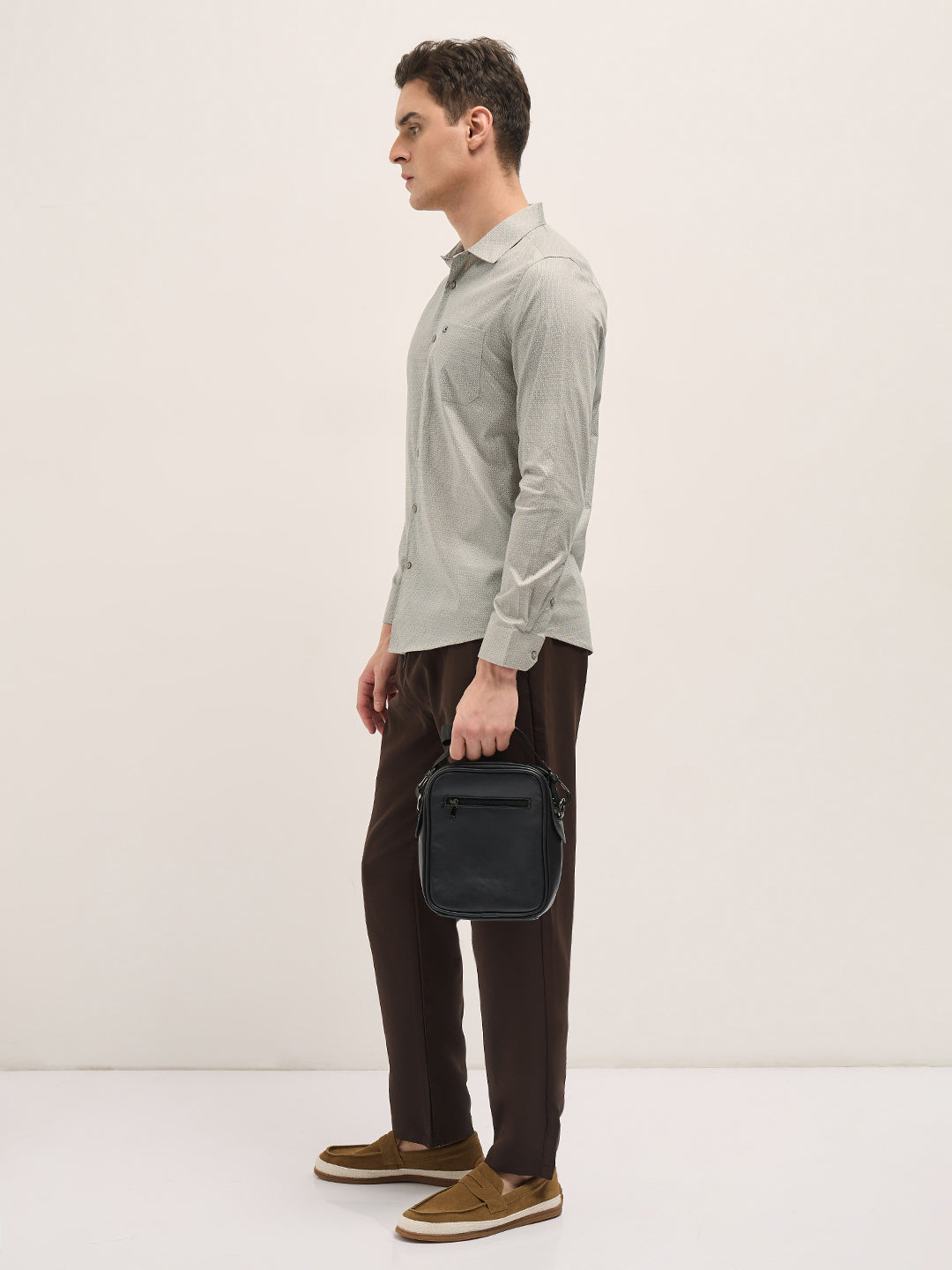 Men Grey Geometric Printed Tailored Fit Formal Shirt