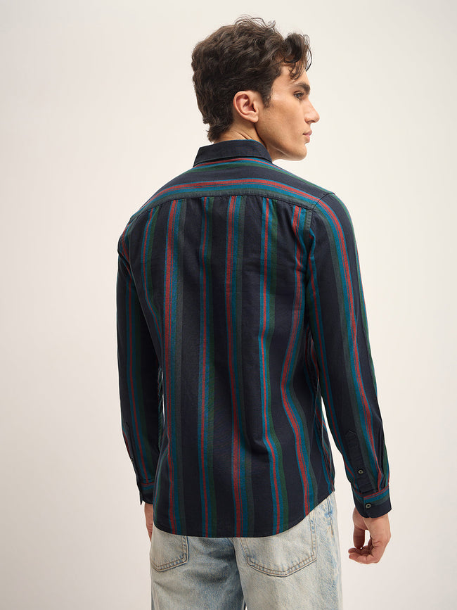 Men Multi-Color Stripe Slim Fit Casual Shirt
