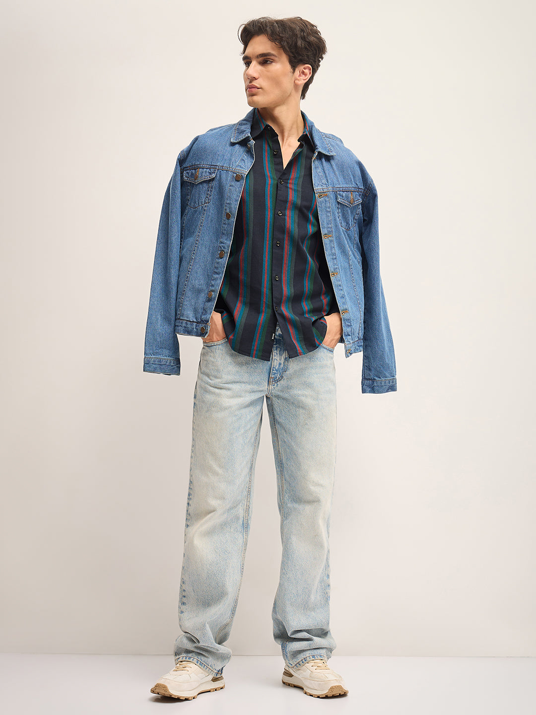 Men Multi-Color Stripe Slim Fit Casual Shirt