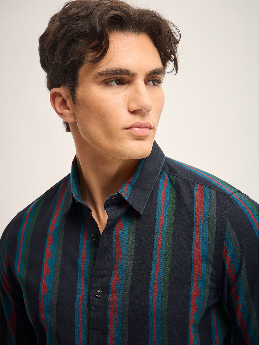 Men Multi-Color Stripe Slim Fit Casual Shirt