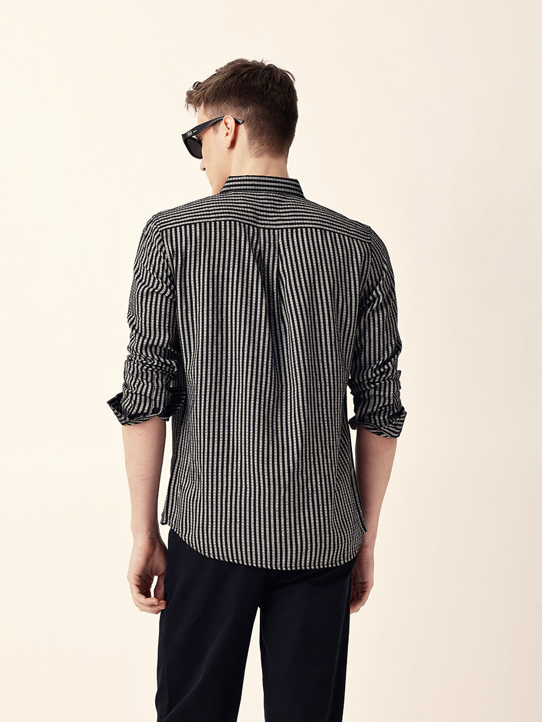 Men Casual Vertical Stripe Shirt