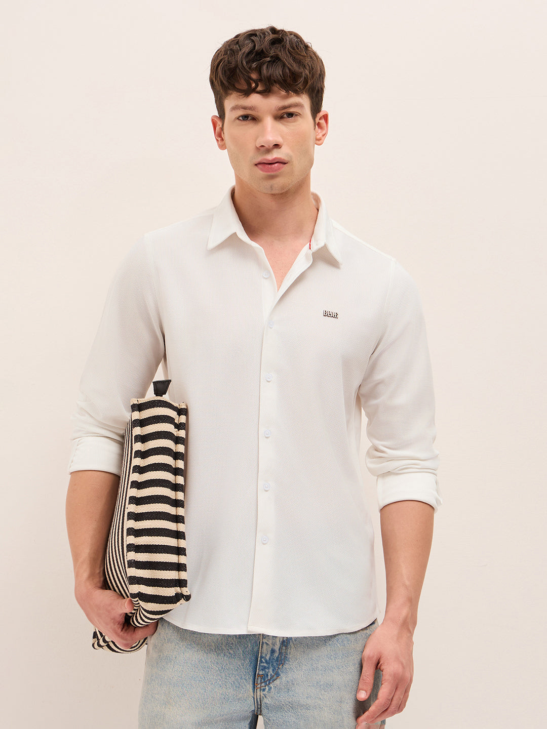 Men Woven Textured Casual Shirt