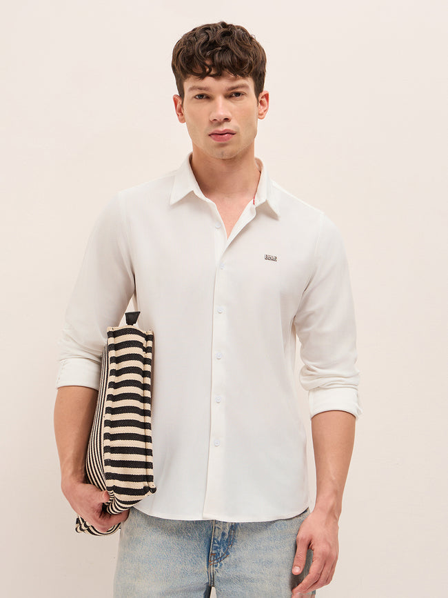 Men Woven Textured Casual Shirt