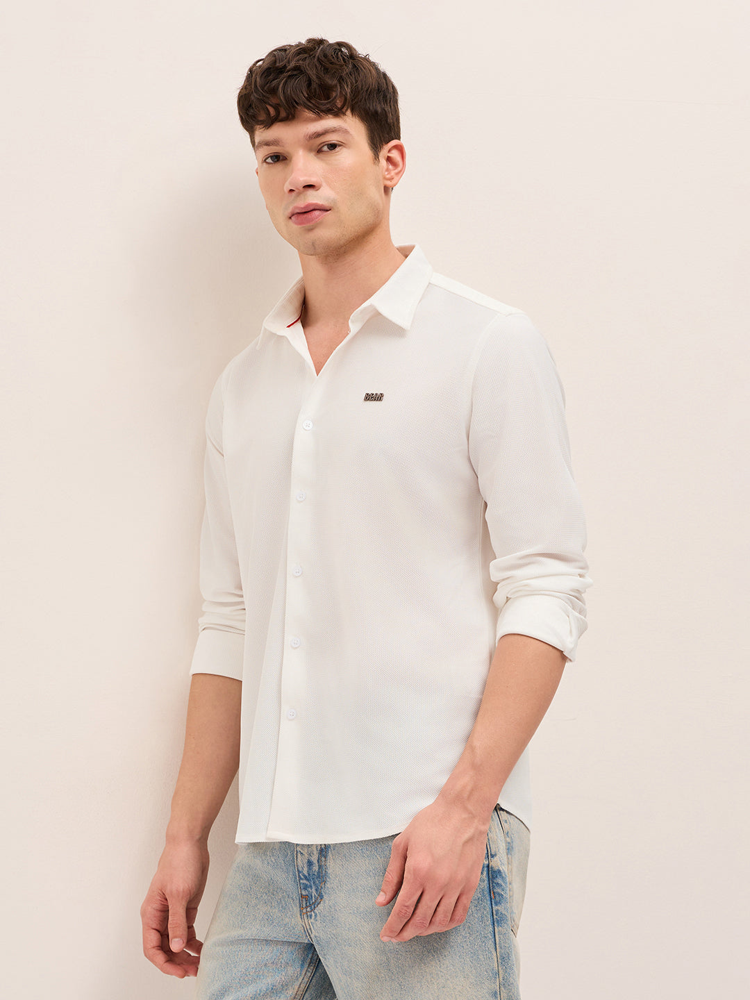 Men Woven Textured Casual Shirt