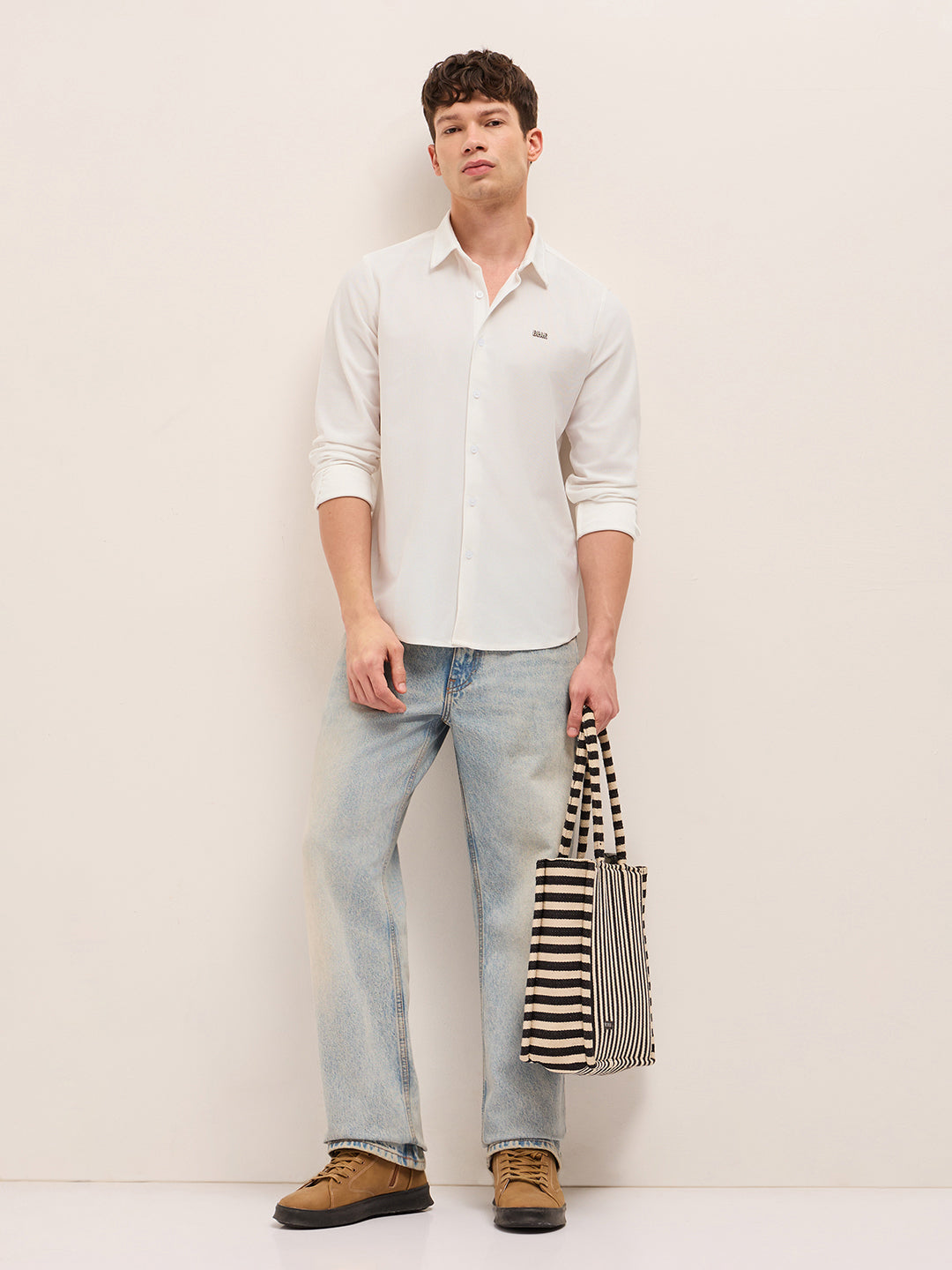 Men Woven Textured Casual Shirt