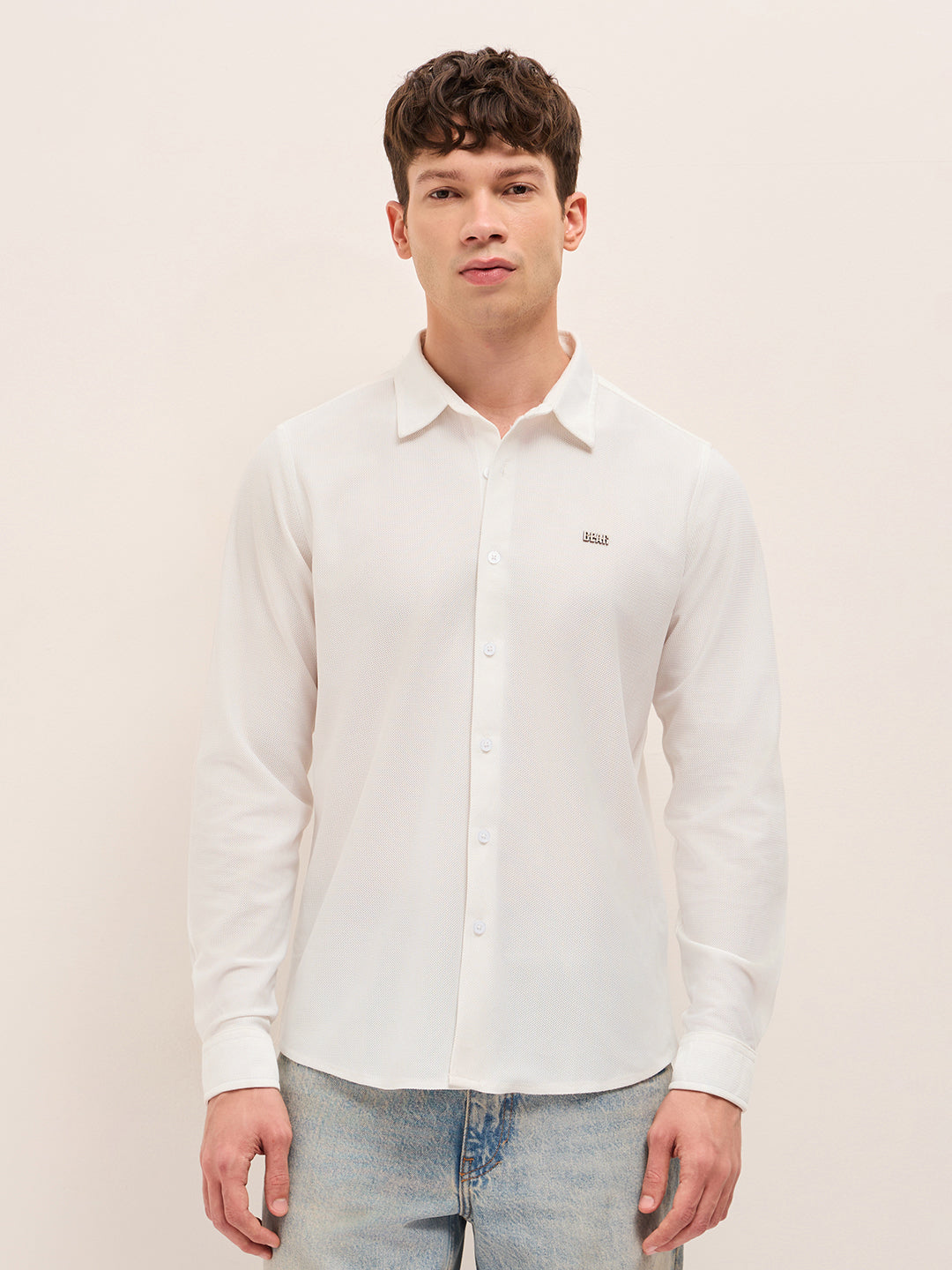Men Woven Textured Casual Shirt