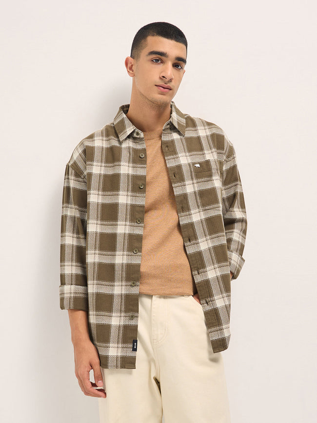 Men Brown Relax Fit Overshirt