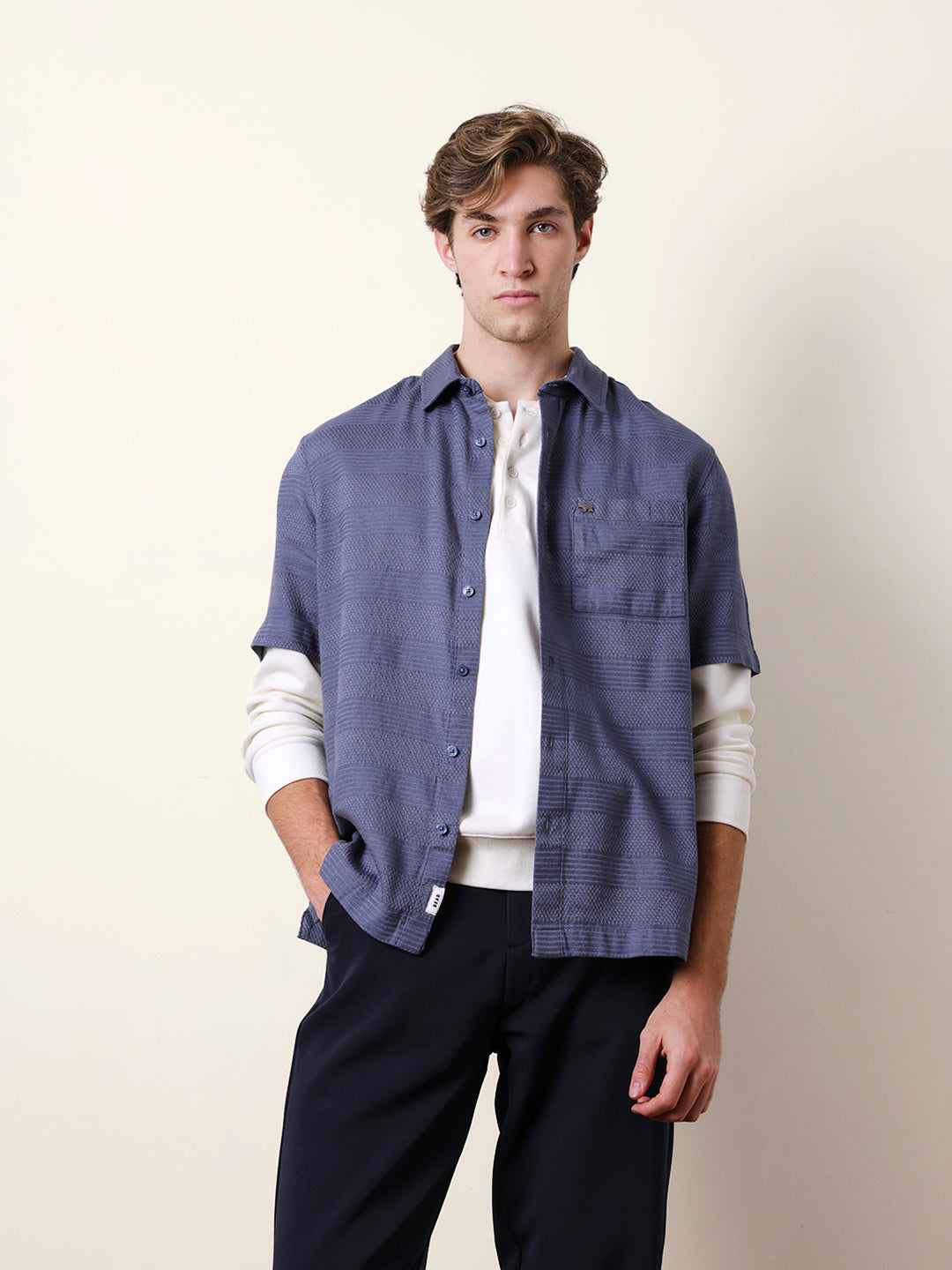 Men Striped Casual Half-Sleeve Shirt