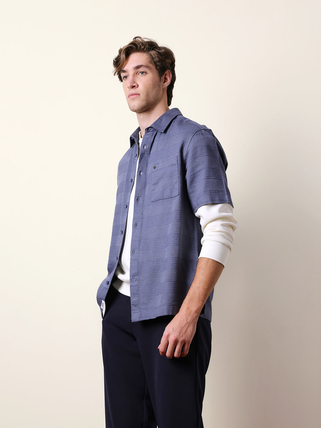 Men Striped Casual Half-Sleeve Shirt