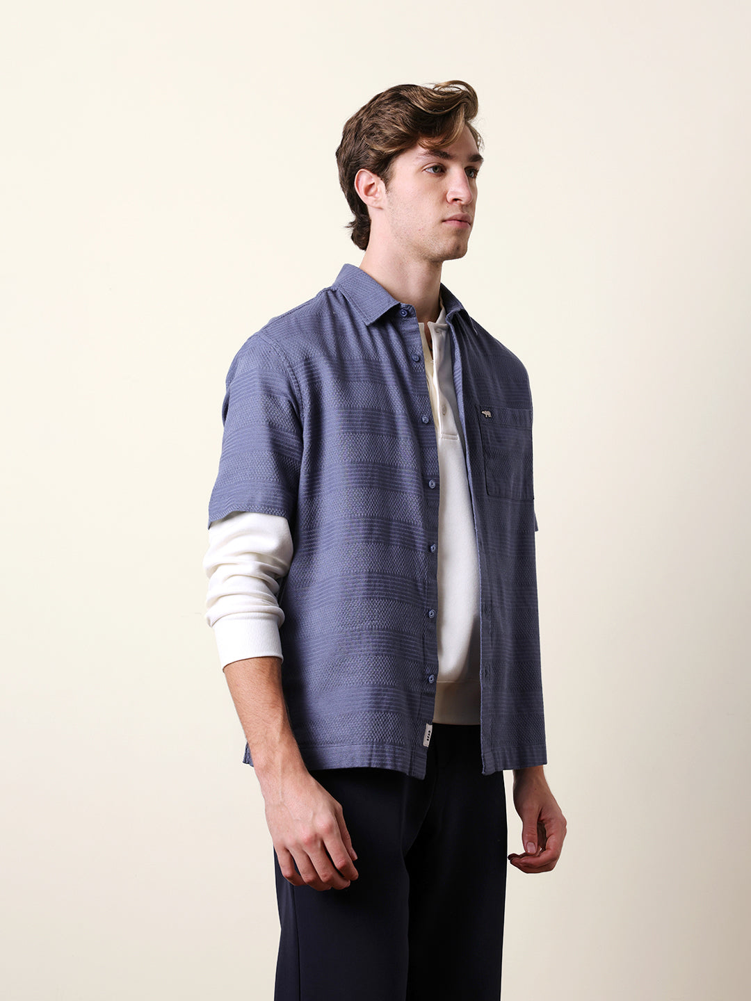Men Striped Casual Half-Sleeve Shirt
