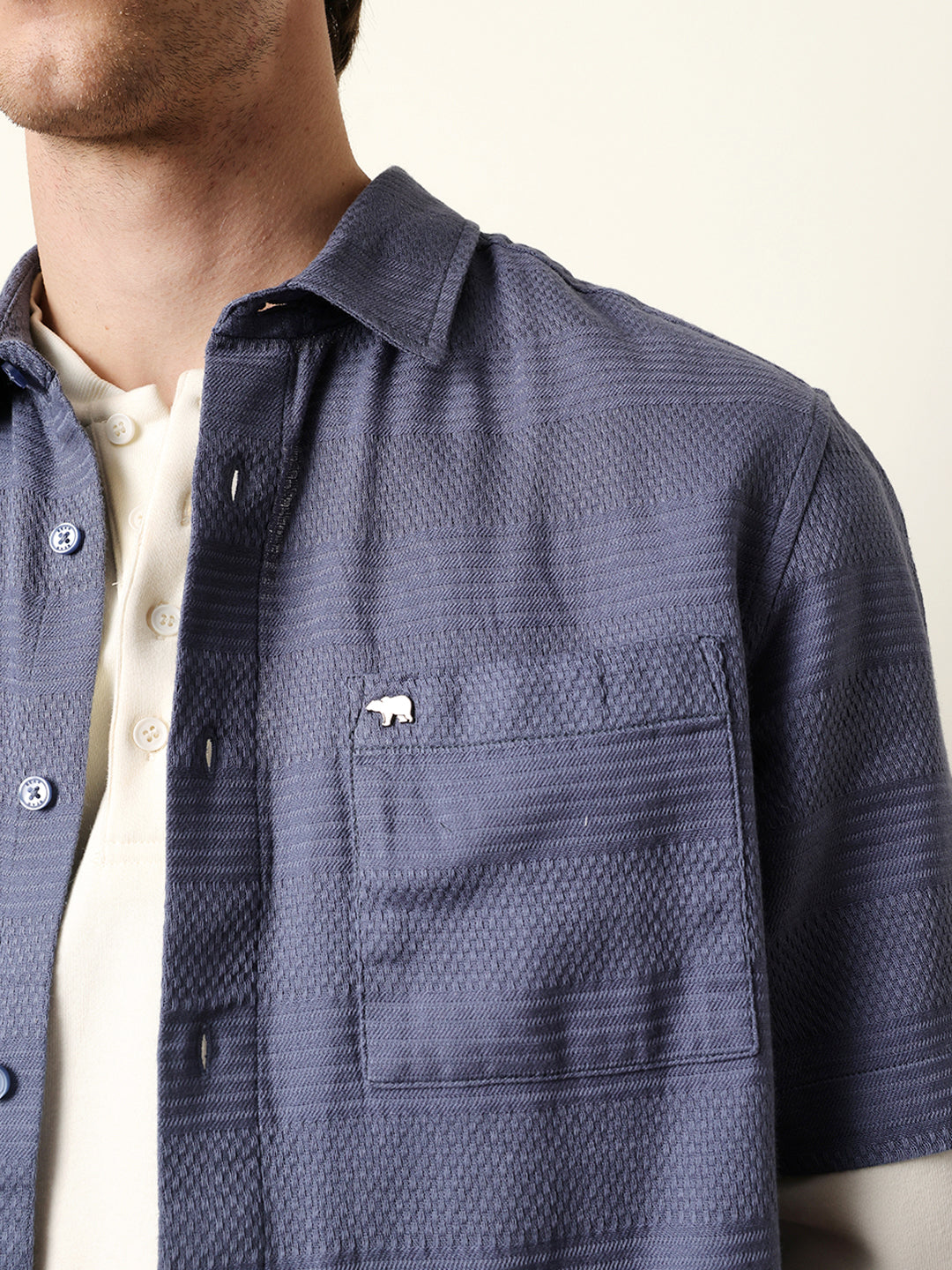 Men Striped Casual Half-Sleeve Shirt
