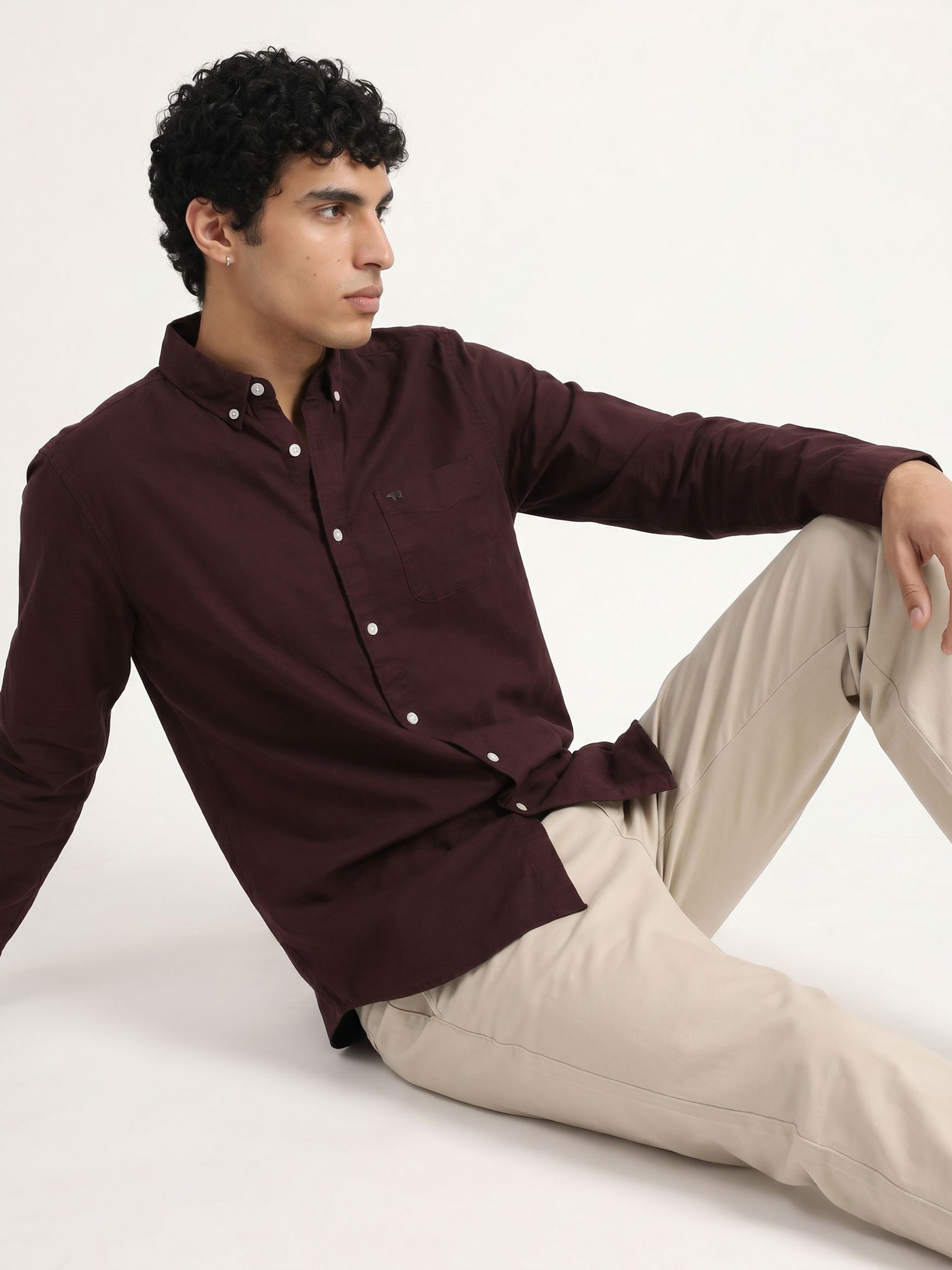 Men Maroon Casual Shirt