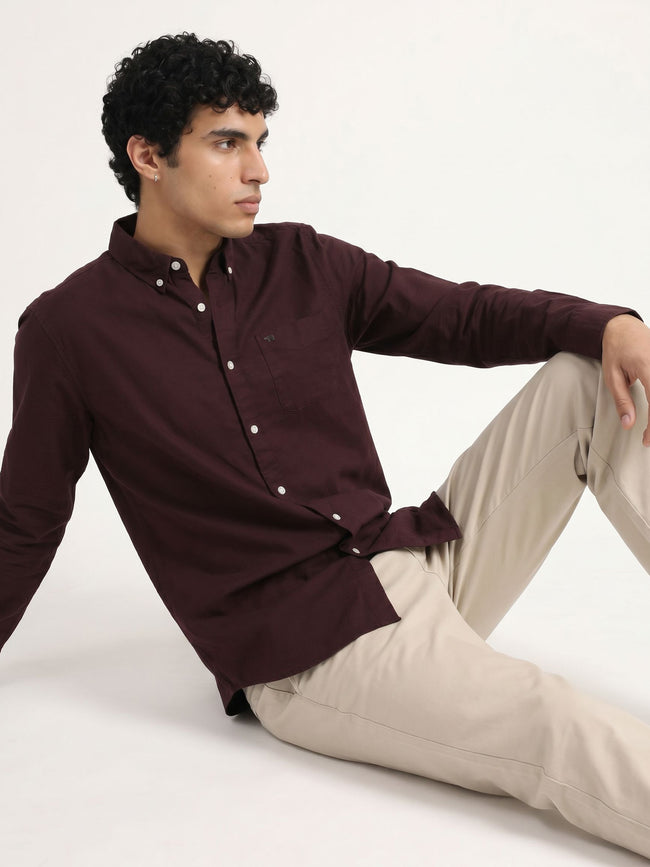 Men Maroon Casual Shirt