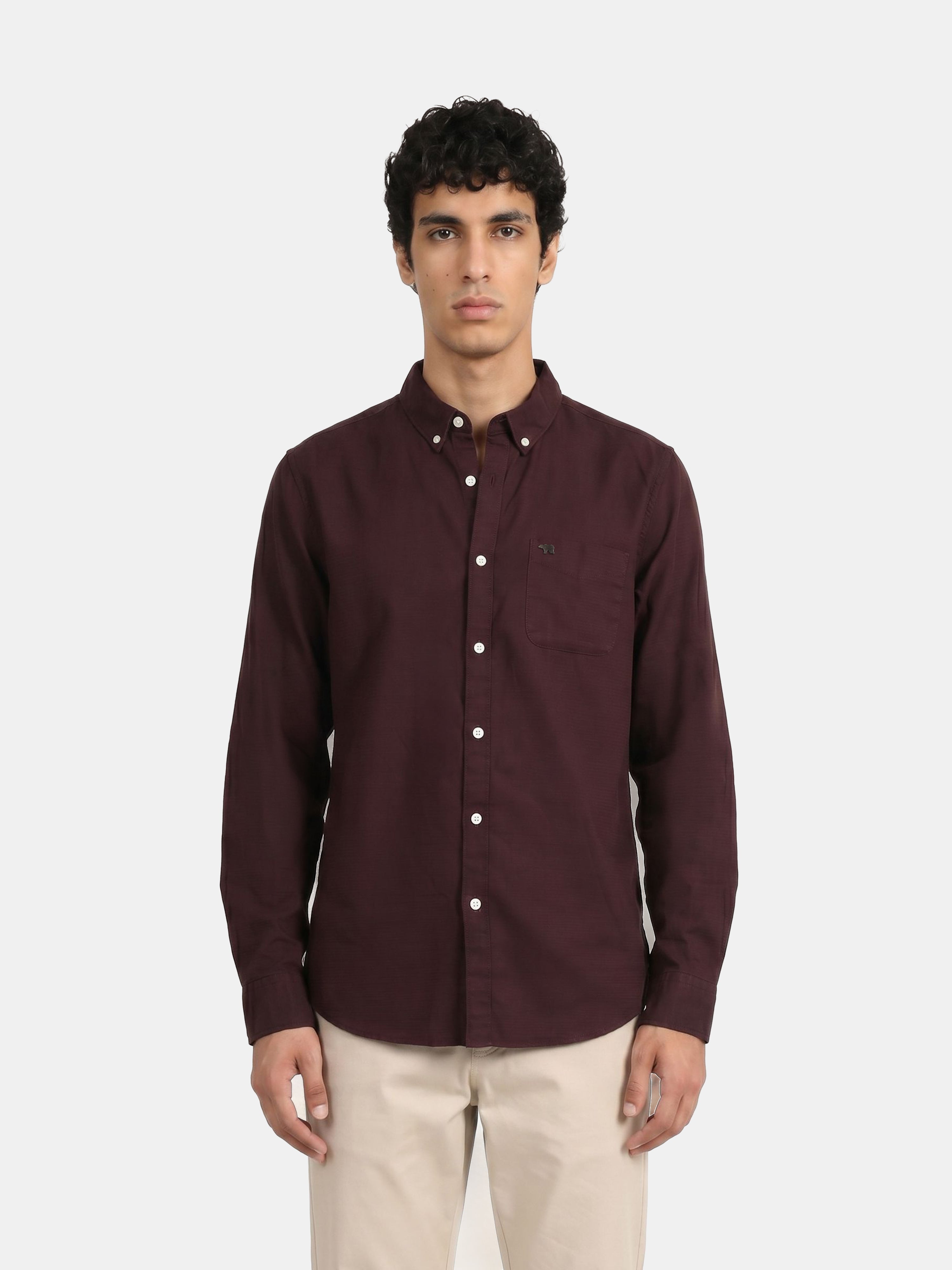 Men Maroon Casual Shirt
