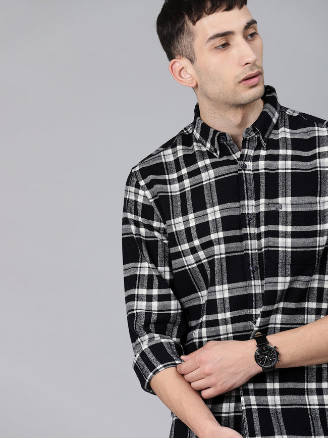 Men Black Button-Down Casual Shirt