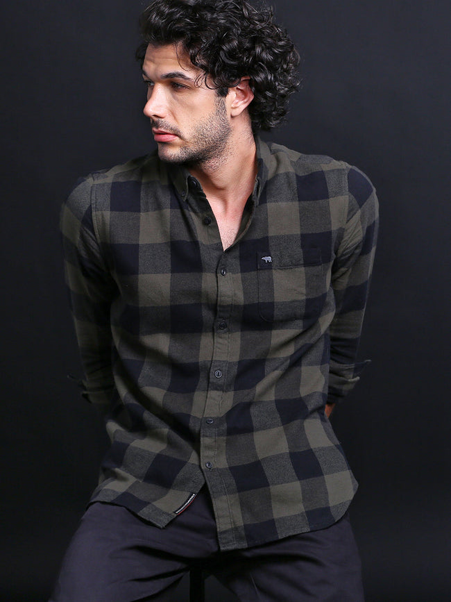 Men Olive Casual Shirt