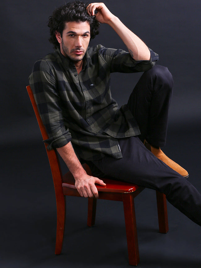 Men Olive Casual Shirt