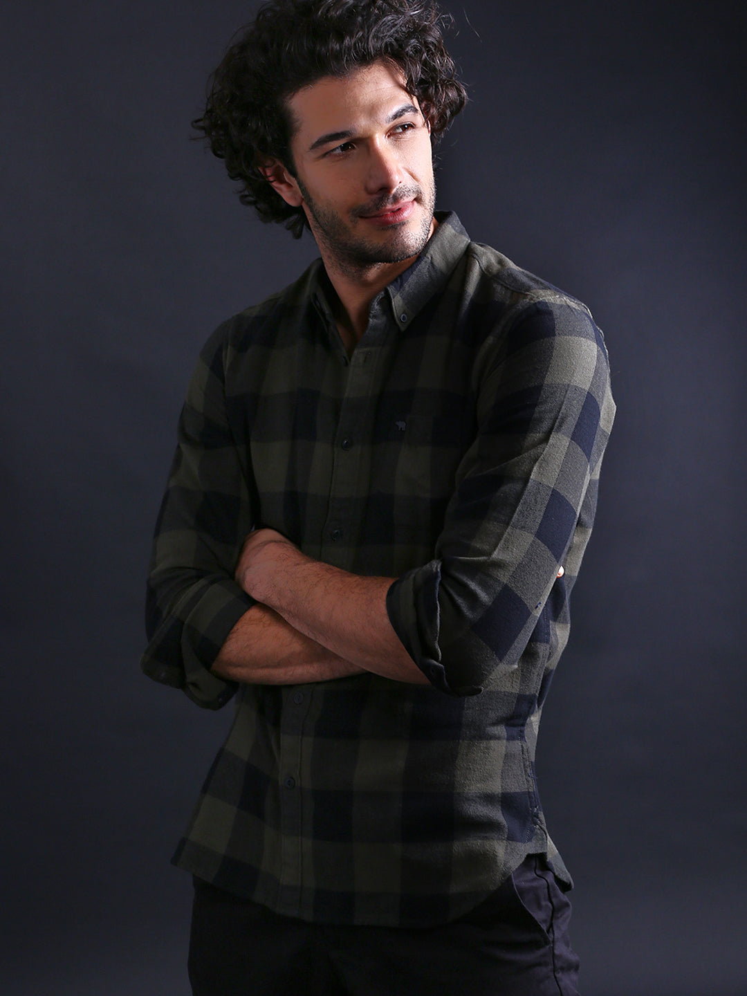 Men Olive Casual Shirt
