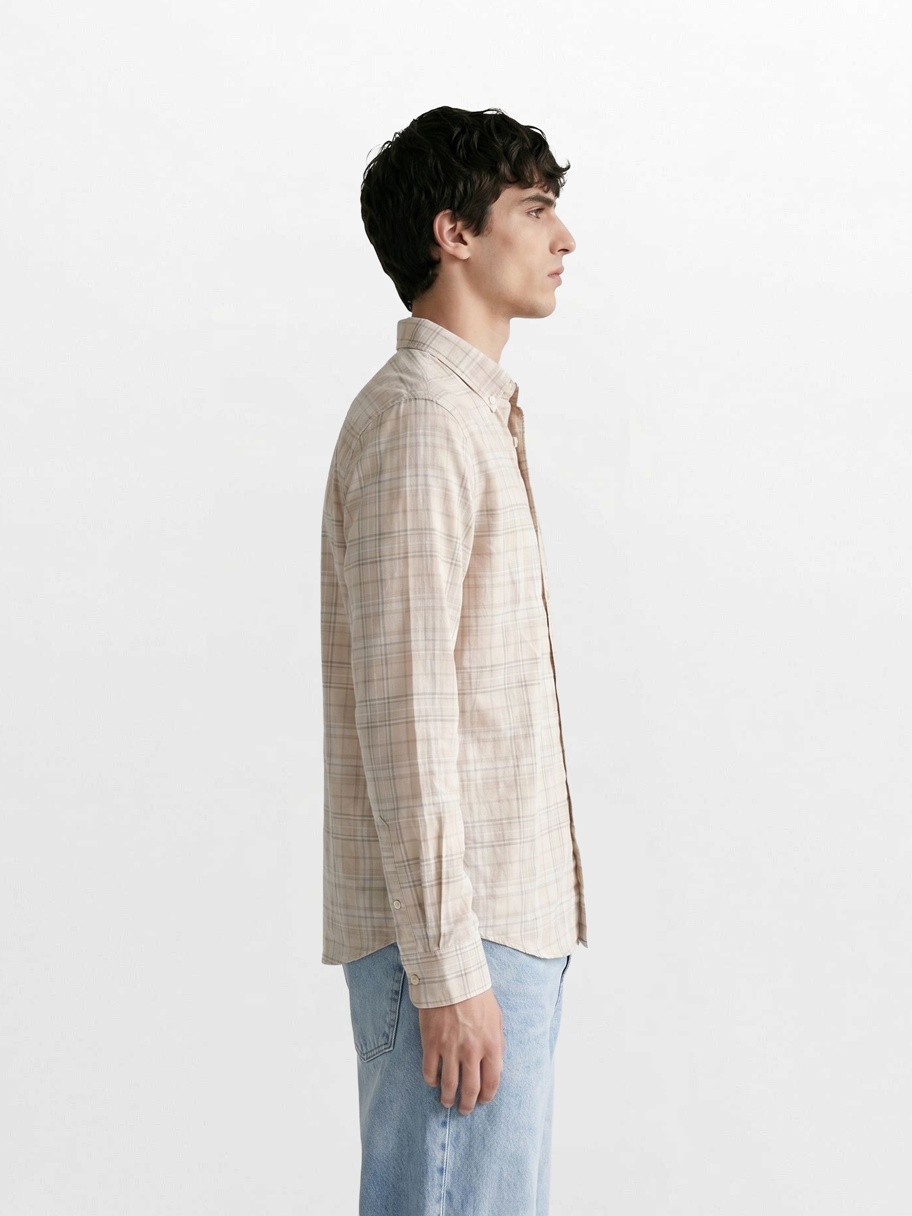 Men Beige Checked Shirt