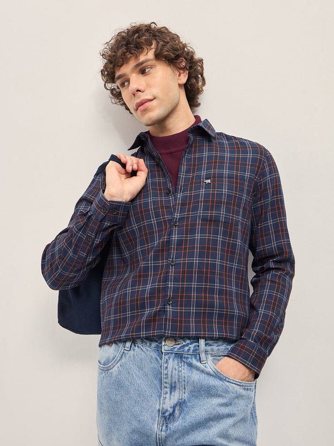 Men Multi-Color Checked Slim Fit Casual Shirt