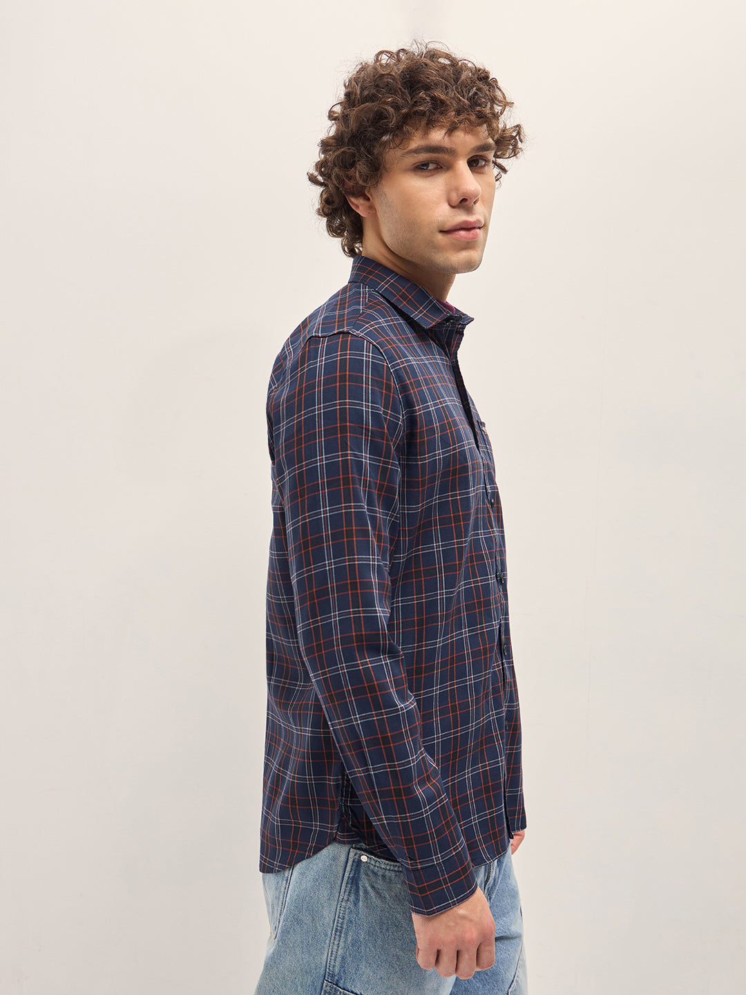 Men Multi-Color Checked Slim Fit Casual Shirt