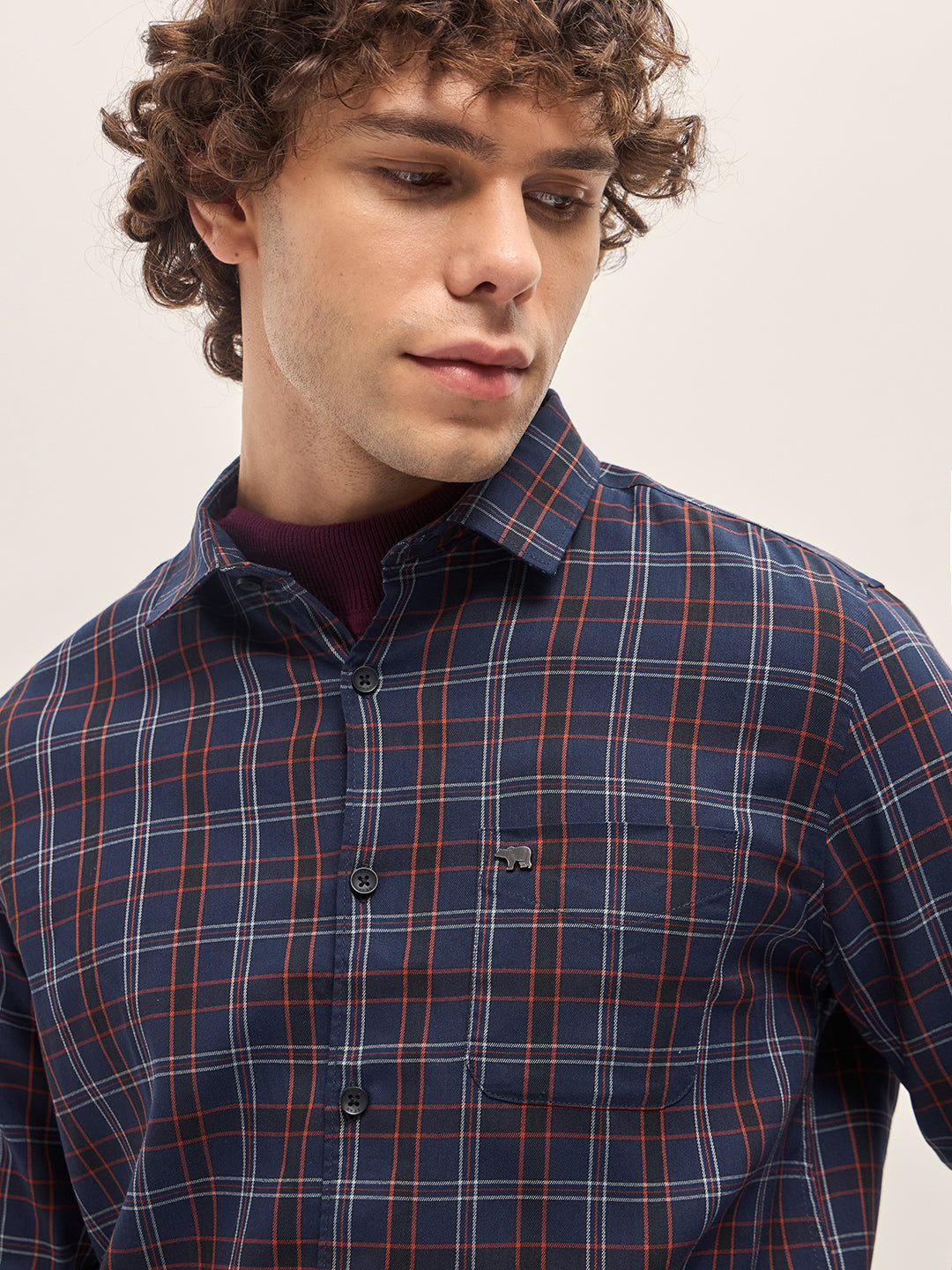Men Multi-Color Checked Slim Fit Casual Shirt