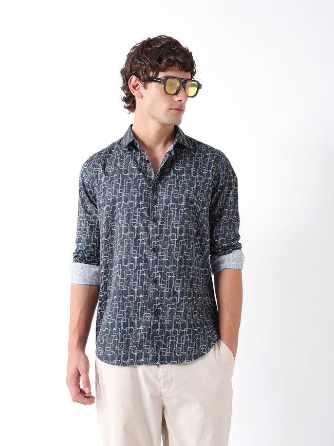 Men Green Abstract Shirt