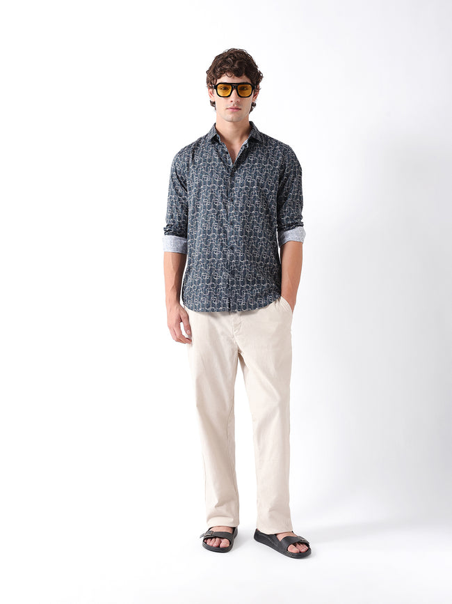 Men Green Abstract Shirt