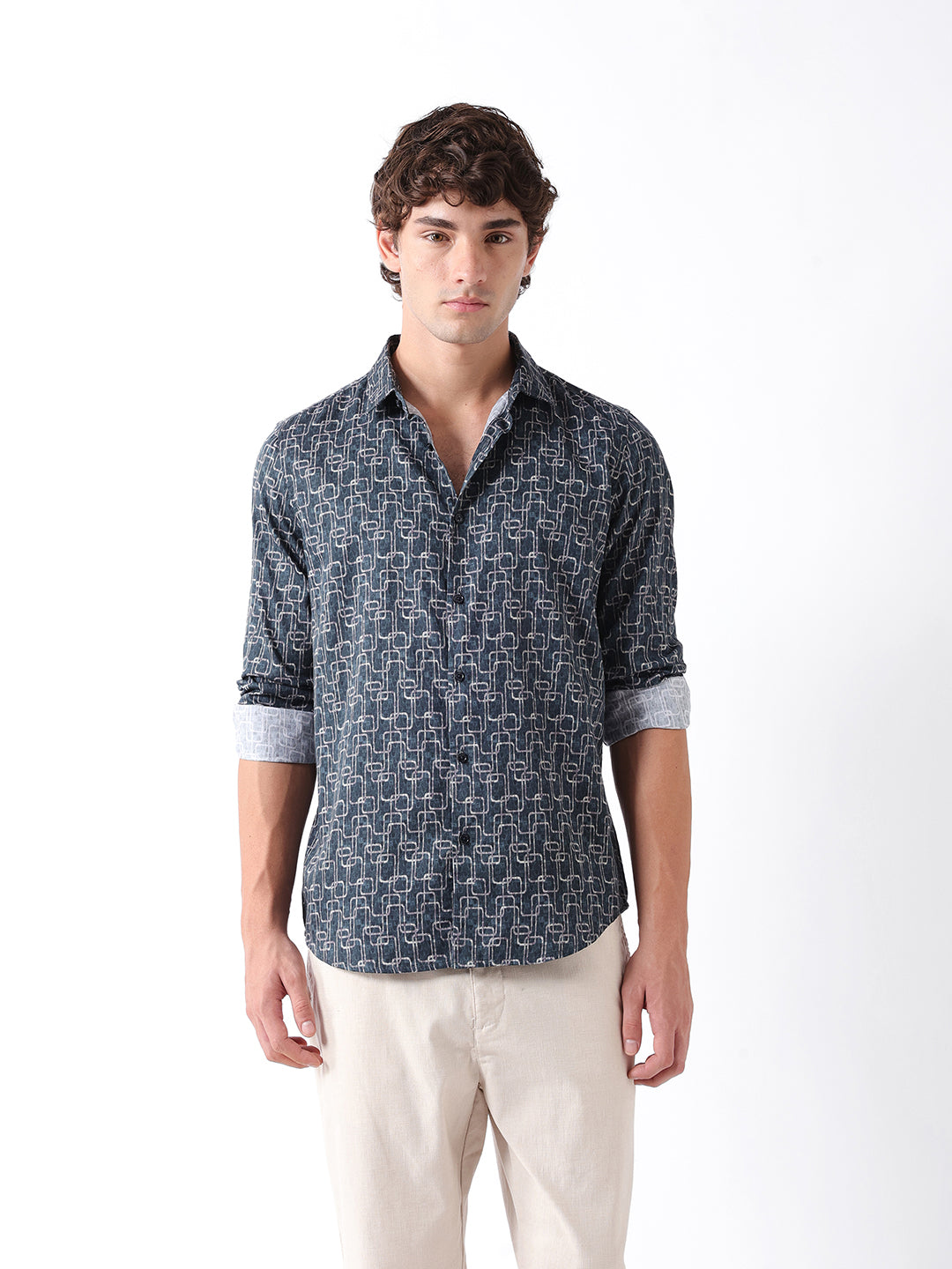 Men Green Abstract Shirt