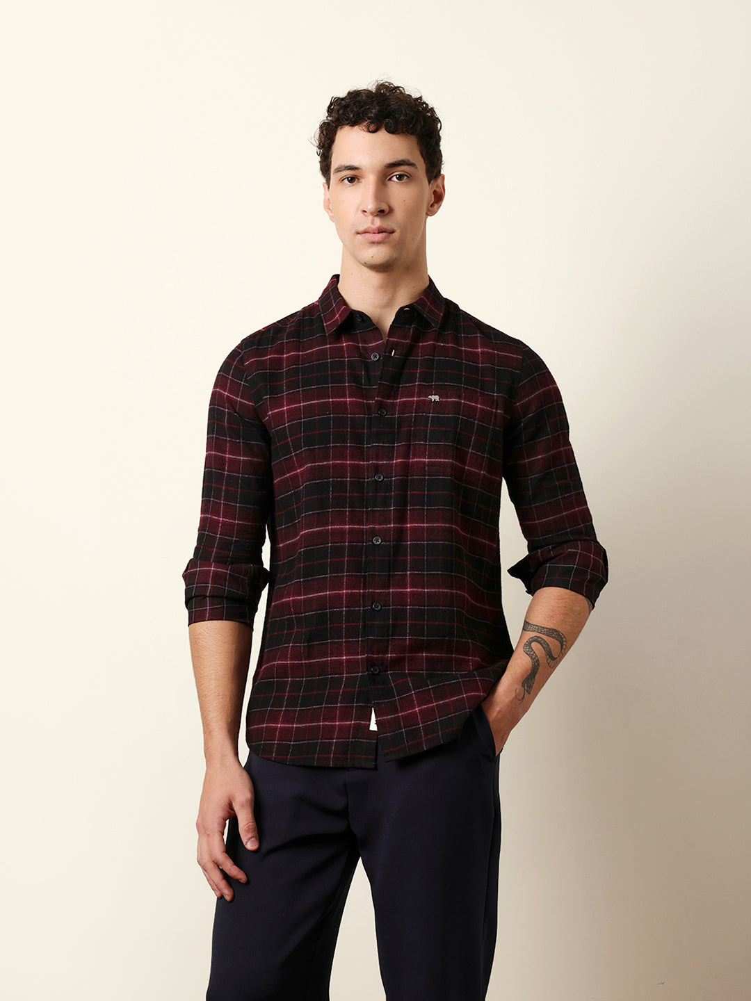 Men Checked Casual Full-Sleeve Shirt