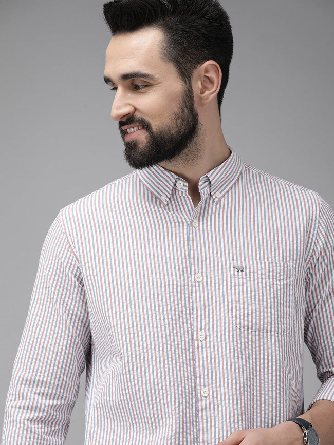 Men Multi  Seersucker Cotton Casual Shirt