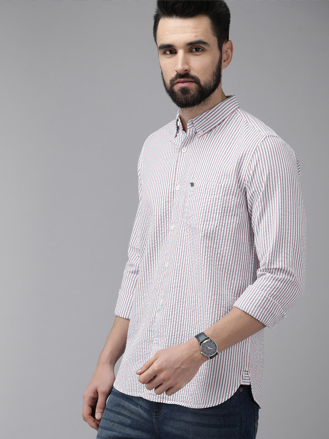 Men Multi  Seersucker Cotton Casual Shirt