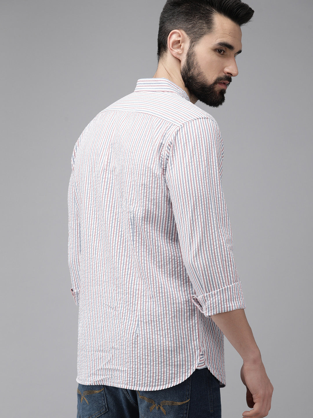 Men Multi  Seersucker Cotton Casual Shirt