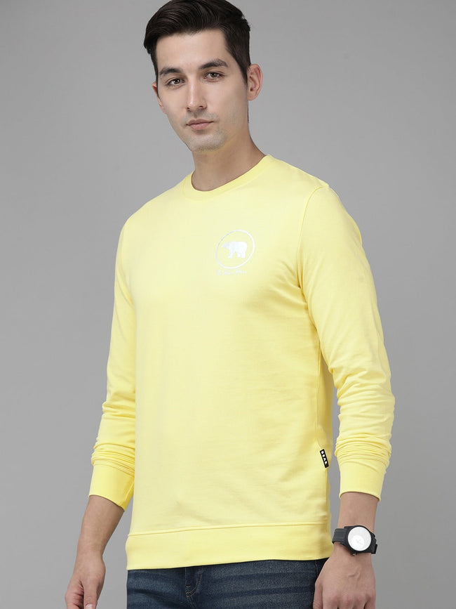 Men Ardor Edition Yellow Slim Fit Printed Pure Cotton Sweatshirt