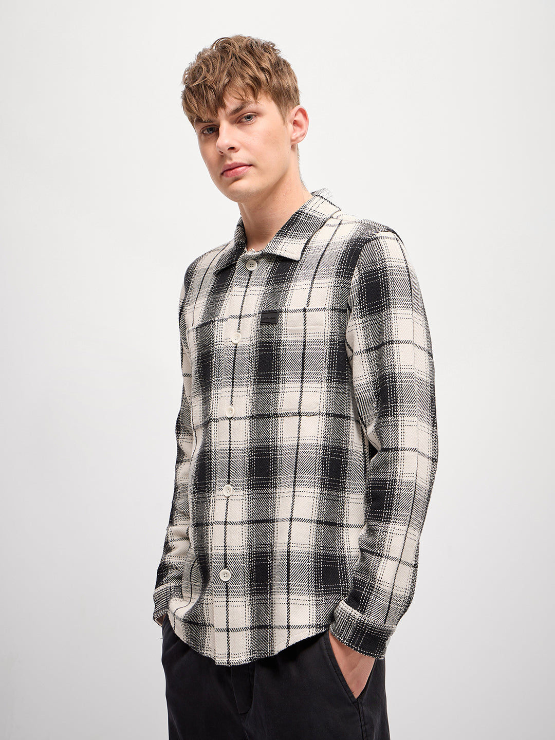 Men Multi-Color Checked Regular Fit Shacket