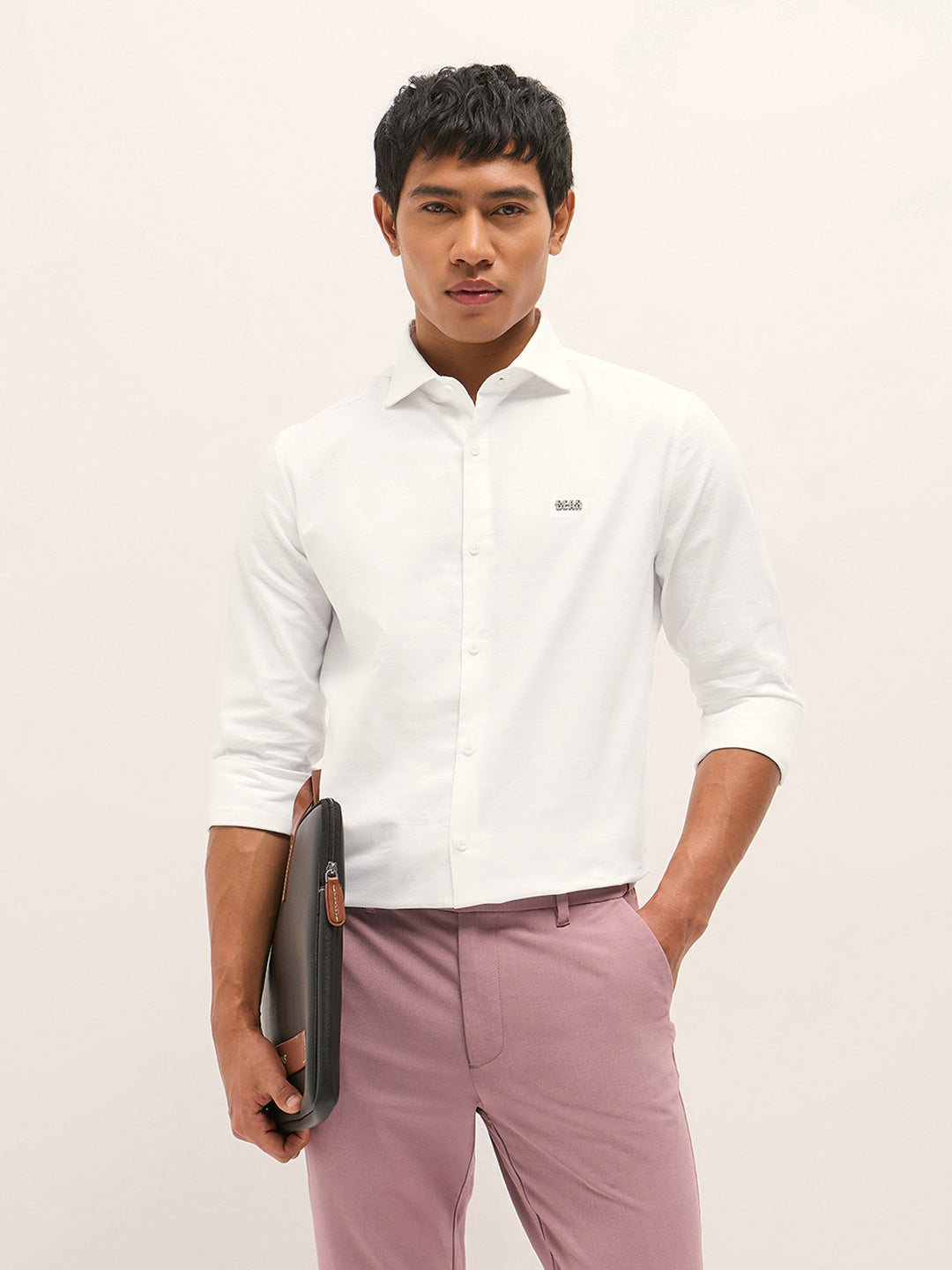 Men Shirt White Solid Tailored Fit Cotton Formal Shirt
