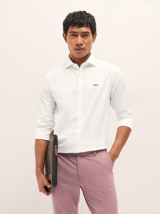 Men Shirt White Solid Tailored Fit Cotton Formal Shirt