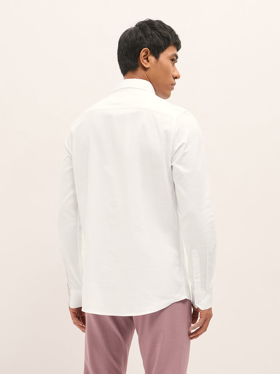 Men Shirt White Solid Tailored Fit Cotton Formal Shirt