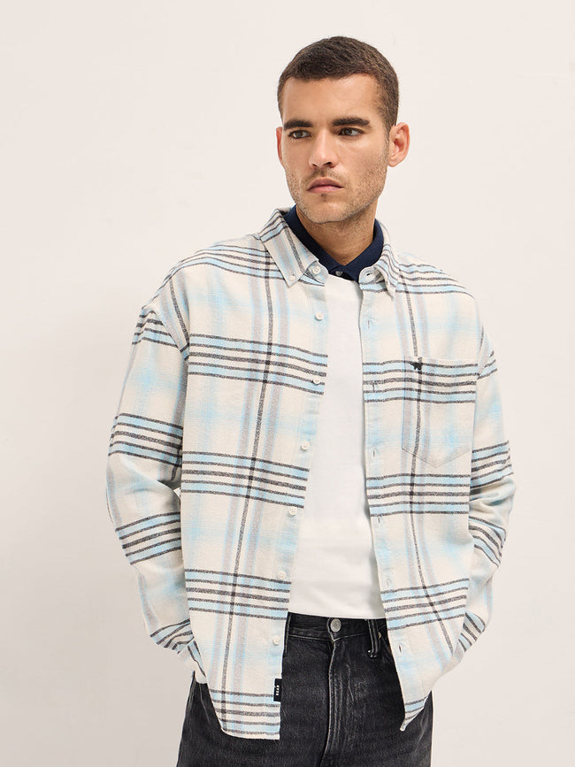 Men Multi-Color Checkered Relax Fit Flannel Overshirt