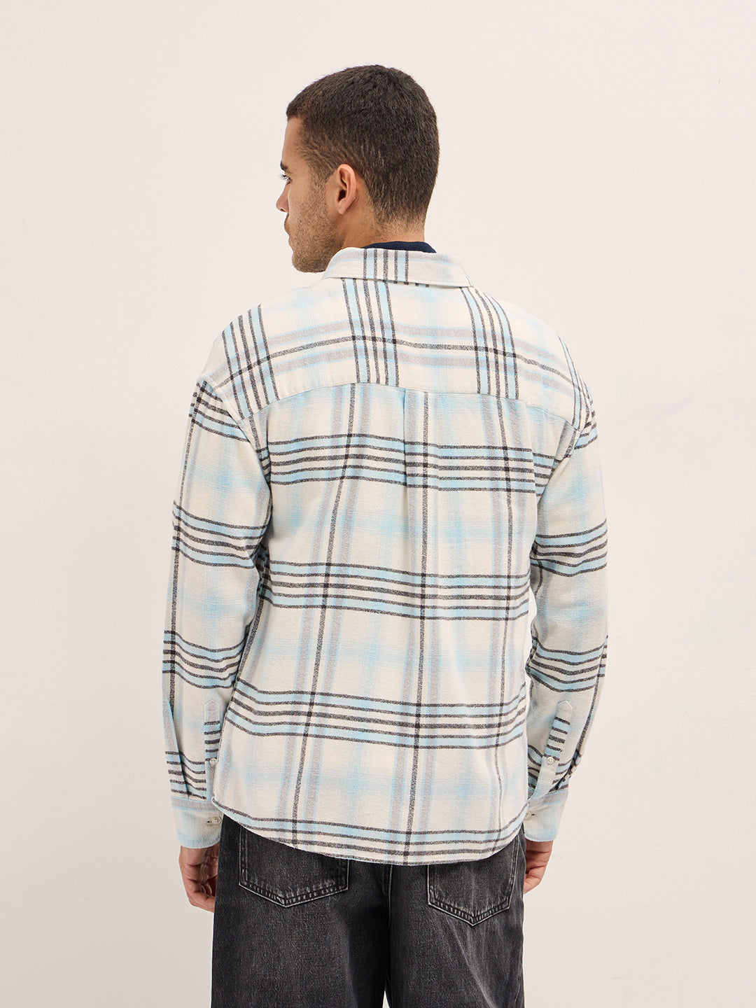 Men Multi-Color Checkered Relax Fit Flannel Overshirt