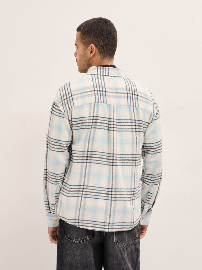 Men Multi-Color Checkered Relax Fit Flannel Overshirt