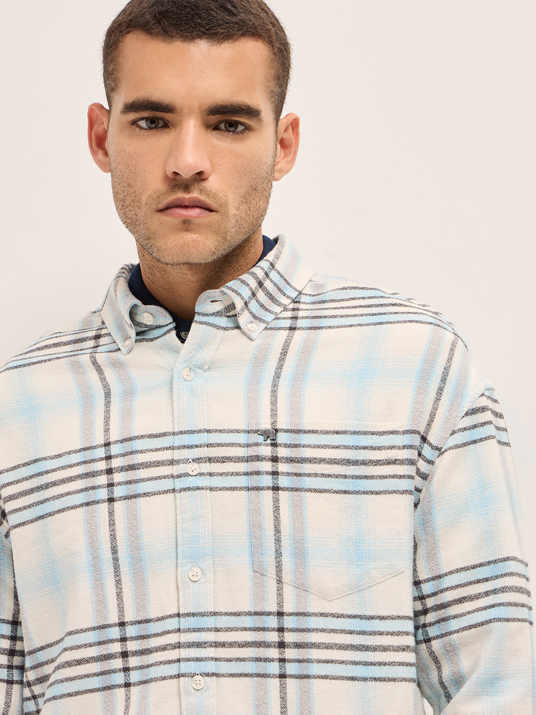 Men Multi-Color Checkered Relax Fit Flannel Overshirt